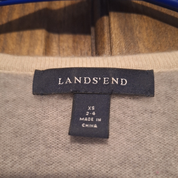 Lands' End Women's Gray and Cream Striped Sweater 100% Cashmere Size XS - Picture 3 of 5